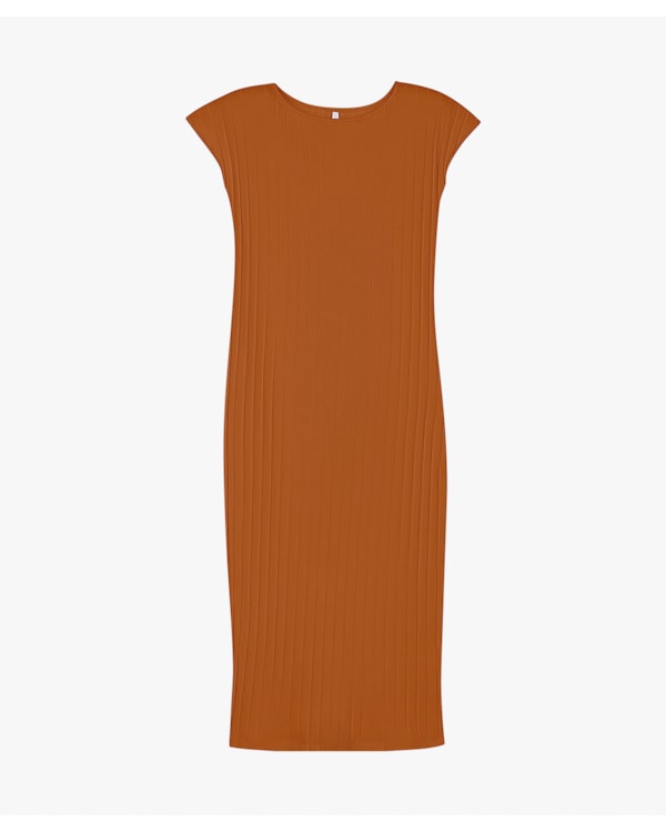 Vestido Midi em Cotton Canelado - Cereja Rosa - Inca