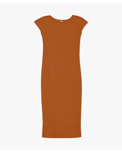 Vestido Midi em Cotton Canelado - Cereja Rosa - Inca