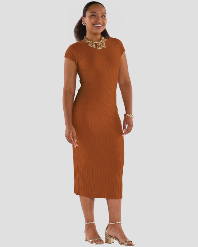 Vestido Midi em Cotton Canelado - Cereja Rosa - Inca-e4230b50-7e60-4fba-9253-967379c69ff3