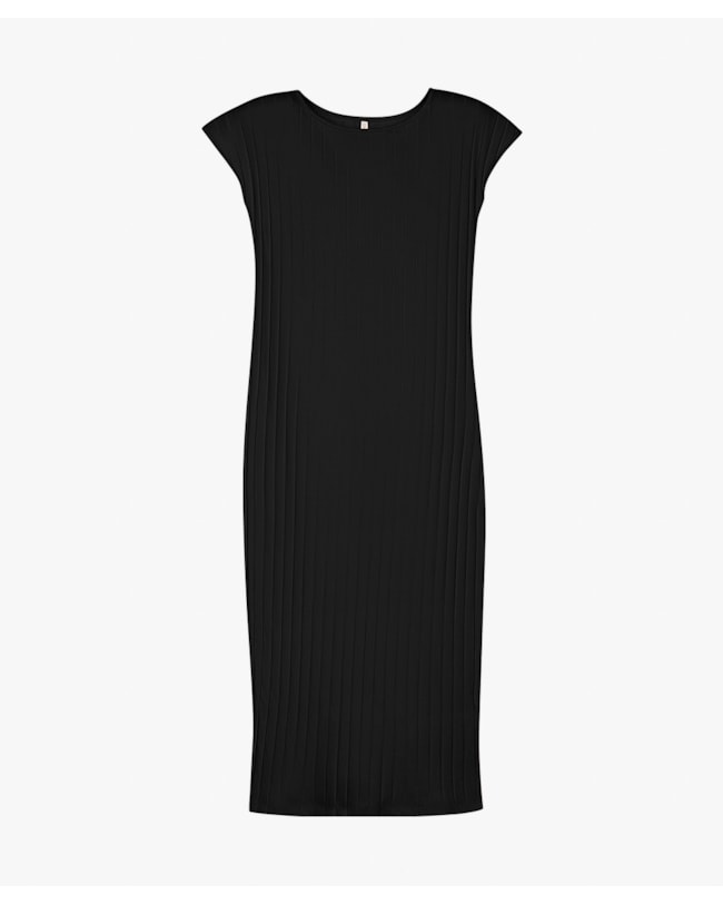 Vestido Midi em Cotton Canelado - Cereja Rosa - Preto-09374741-4f12-41d0-a25c-a77504a9b0e7