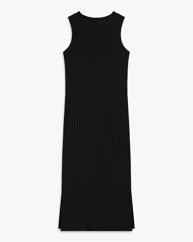 Vestido Midi em Cotton Canelado com Fenda - Cereja Rosa - Preto-G-385e1e07-d285-4f6b-a22e-0262bd7a5693