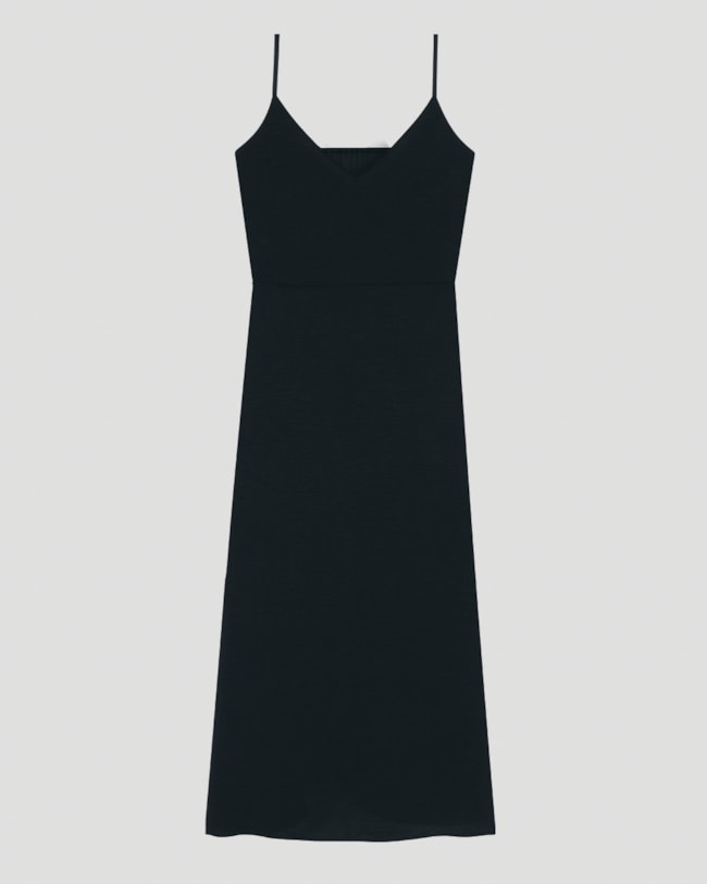 Vestido Midi em Crepe com Fenda Cereja Rosa Preto-ac0d7a3b-f496-4bf0-afe3-ee53b4dc73a9