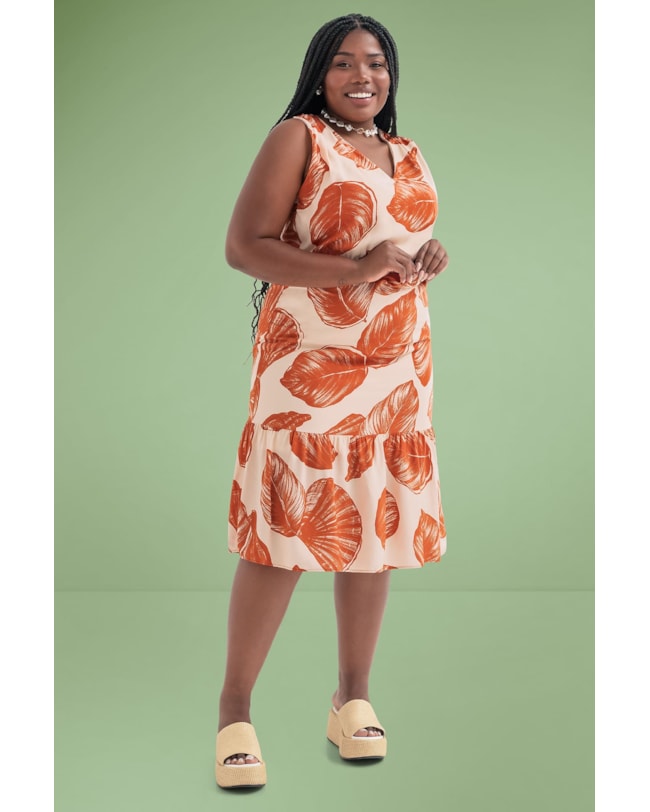 Vestido Midi em Tecido Estampado Cereja Curves-83fdeeee-d114-4de1-a017-eea95c901f4f