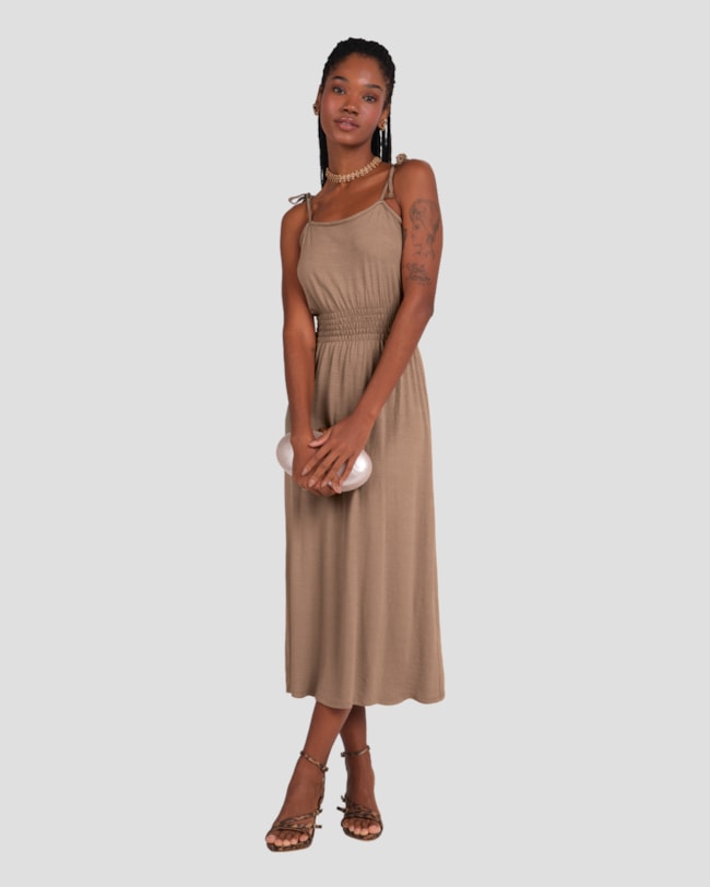 Vestido Midi em Viscose com Alça Fina Cereja Rosa Marrom-dd465a8b-03a4-47a0-898e-62dab19ae25e
