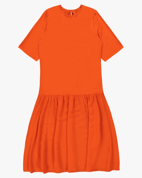 Vestido Midi em Viscose com Babado - Cereja Rosa - Ginger