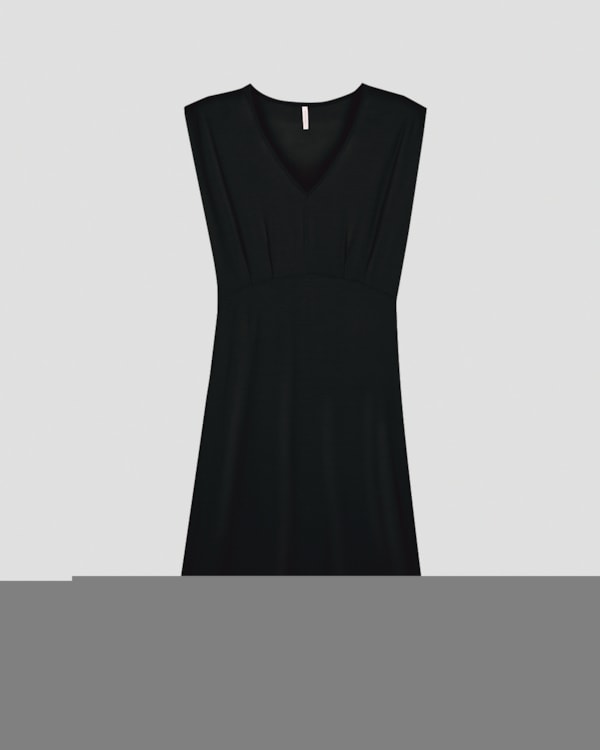 Vestido Midi em Viscose com Decote V  Cereja Rosa  Preto