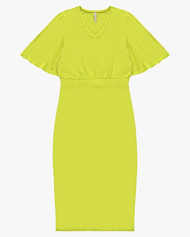 Vestido Midi em Viscose com Manga Flare - Cereja Rosa - Aspargo G-a0ac9048-718a-42d5-9ccf-ddeb123772da