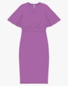 Vestido Midi em Viscose com Manga Flare - Cereja Rosa - Deep Violet P-7141da5b-dbe9-4352-aeb5-75dcb984e692