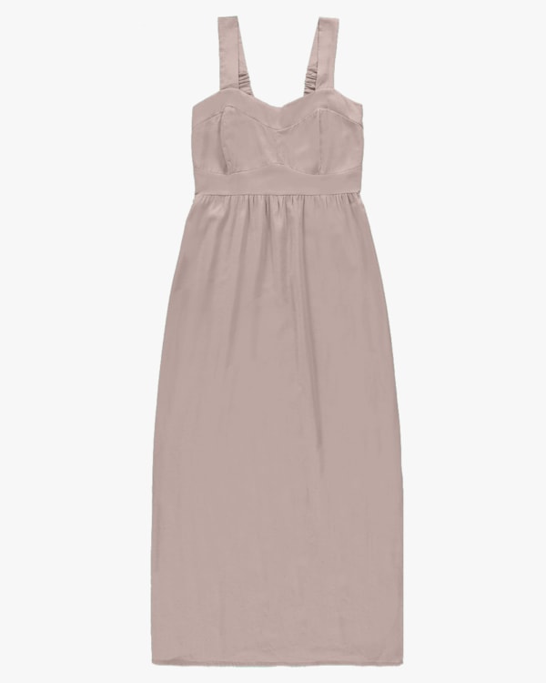 Vestido Midi em Viscose Linho com Alça Larga- Cereja Rosa - Bege G