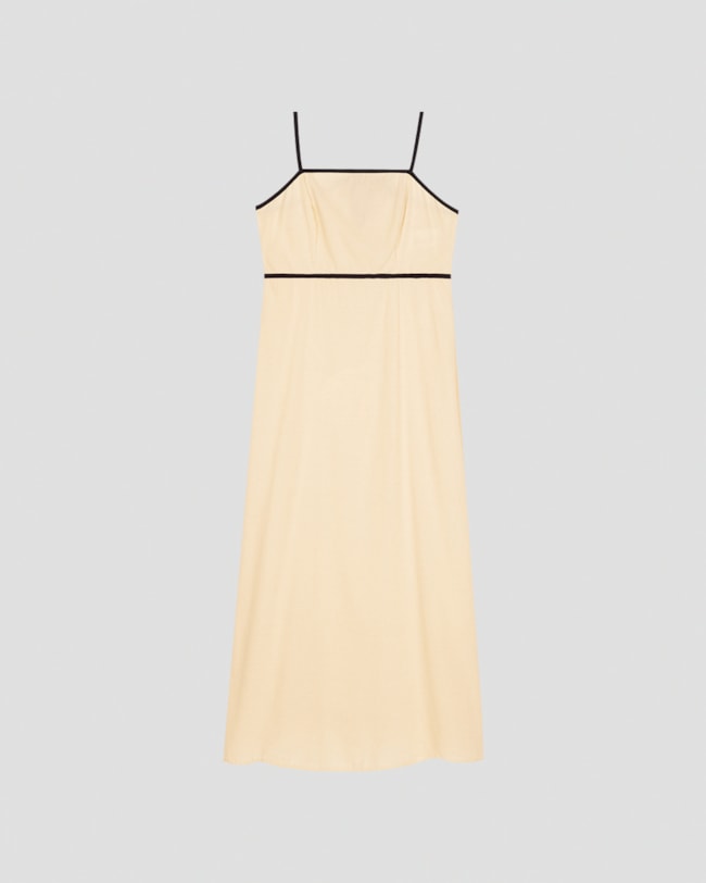 Vestido Midi em Viscose Linho com Amarração Cereja Rosa Bege-223e1969-87c1-46e4-b71f-8e190c4ac653