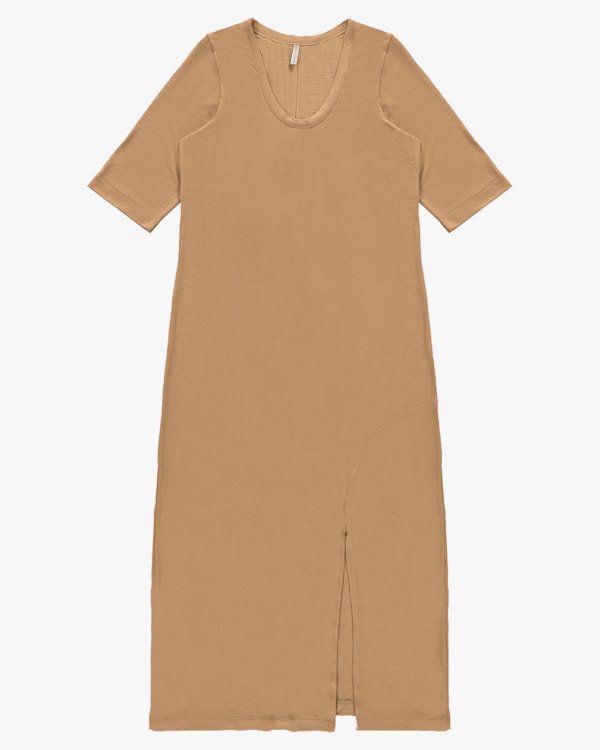 Vestido Midi em Vsicose Trabalhada com Fenda - Cereja Rosa - Capim Dourado P