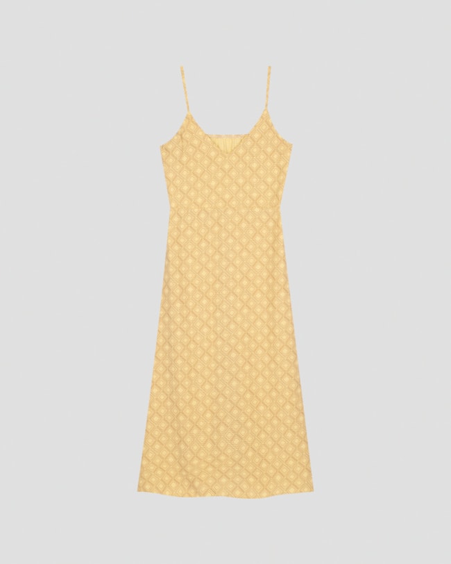 Vestido Midi Estampado com Alça Fina Cereja Rosa Amarelo-bb7b83f2-c144-40ec-b372-f10de53983ea