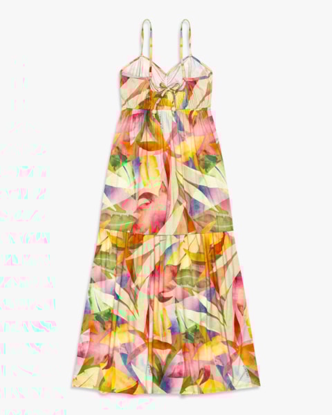 Vestido Midi Estampado com Alças Ajustáveis - Cereja Rosa - Nectarine