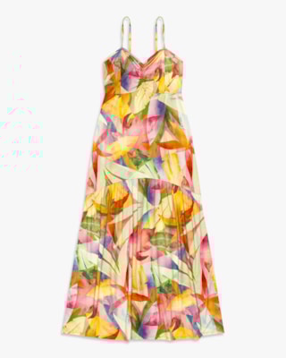 Vestido Midi Estampado com Alças Ajustáveis - Cereja Rosa - Nectarine-PP