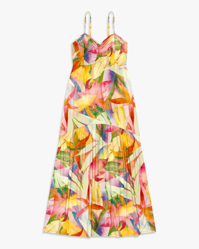 Vestido Midi Estampado com Alças Ajustáveis - Cereja Rosa - Nectarine-PP-8a275a13-bb98-492e-8534-e7c0967e907b
