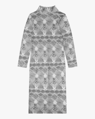 Vestido Midi Estampado em Pelo Aveludado Cereja Rosa Silver