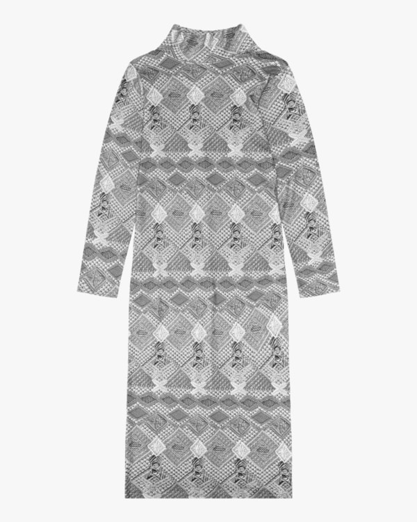 Vestido Midi Estampado em Pelo Aveludado Cereja Rosa Silver