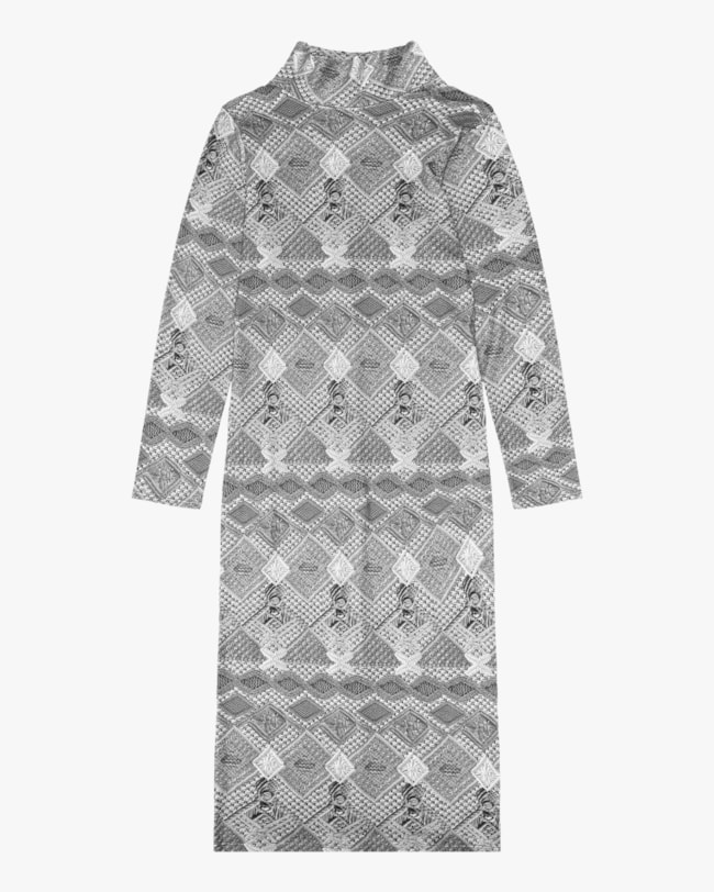 Vestido Midi Estampado em Pelo Aveludado Cereja Rosa Silver-251707b9-2e26-4b51-9cff-5a227cbba177