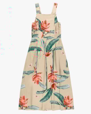 Vestido Midi Estampado em Viscose com Pregas - Cereja Rosa - Deserto P