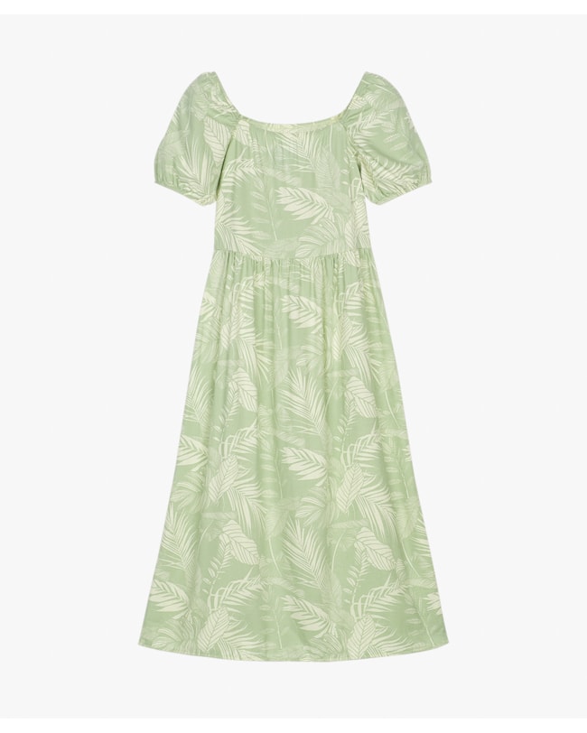 Vestido Midi Estampado em Viscose Linho - Cereja Rosa - Mint-6f7f9d65-e858-4ec2-b5ca-45558c9d0c7b