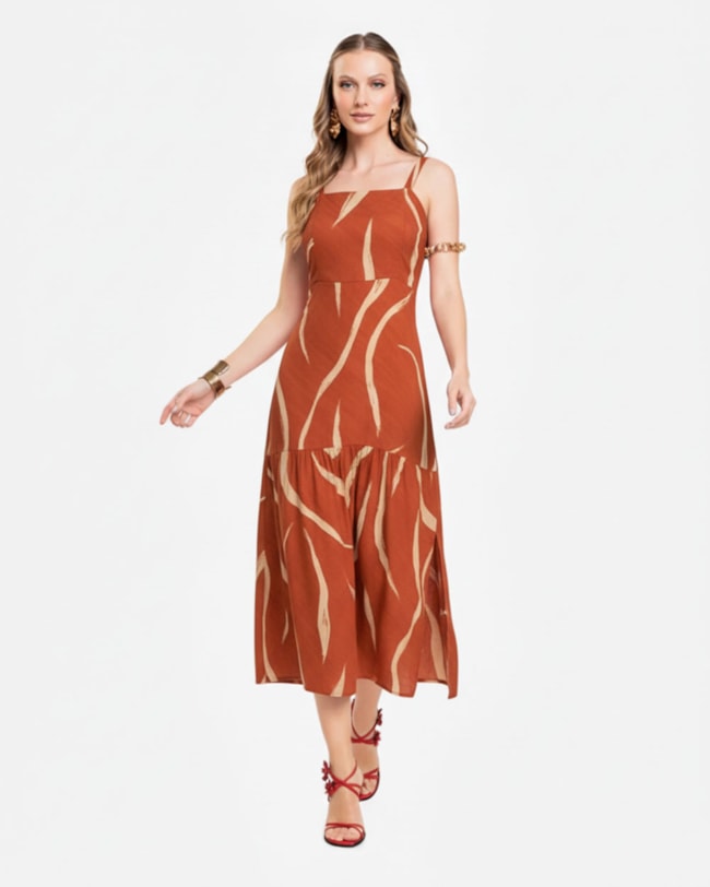 Vestido Midi Evasê em Viscose Estampada - Cereja Rosa - Inca-6f139a3d-f0e5-44c5-b960-3733f763ce08