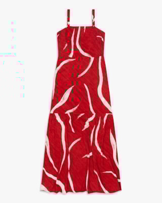 Vestido Midi Evasê em Viscose Estampada - Cereja Rosa - Passione-PP