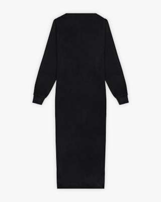 Vestido Midi Feminino em Pelo Aveludado com Manga Longa - Cereja Rosa - Preto