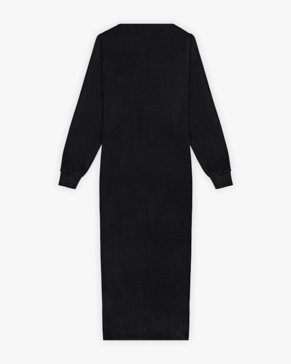 Vestido Midi Feminino em Pelo Aveludado com Manga Longa - Cereja Rosa - Preto