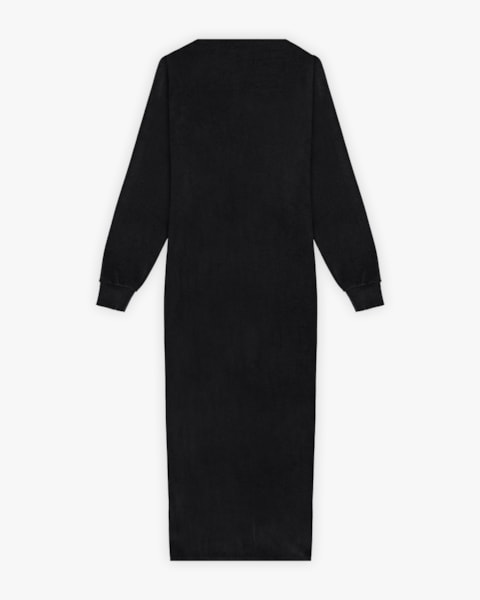 Vestido Midi Feminino em Pelo Aveludado com Manga Longa - Cereja Rosa - Preto