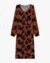 Vestido Midi Feminino Estampado com Manga Longa - Cereja Rosa - Ocre-9df13164-ff8a-4104-8143-e209a523b8e4