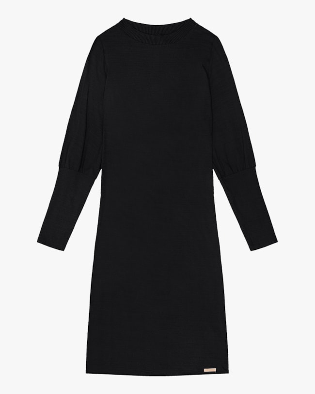 Vestido Midi Manga Longa em Viscose Preto Cereja Rosa-1e2e6787-19d2-458b-ba73-e31ff6fef1e1