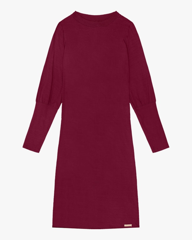 Vestido Midi Manga Longa em Viscose Vinho Cereja Rosa-c71ce963-ad8a-4fed-9b30-3643f79d442c