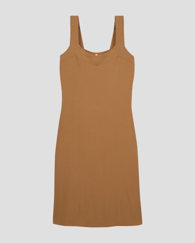 Vestido Midi Plus Size Canelado Alça Larga Cereja Rosa Marrom-416091da-b153-48b4-bd90-007fdec8bf87