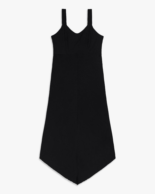 Vestido Midi Plus Size Canelado com Barra Assimétrica - Cereja Rosa reto