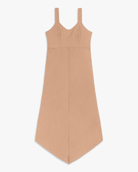 Vestido Midi Plus Size Canelado com Barra Assimétrica - Cereja Rosa -Toffee