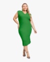 Vestido Midi Plus Size Canelado com Decote V - Cereja Rosa - Online-1c02391d-e702-4351-af6d-26efc139654e