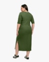Vestido Midi Plus Size Canelado com Manga 3/4 - Cereja Rosa - Militar-768e72ec-77b2-4887-afde-4cea654c2f2e