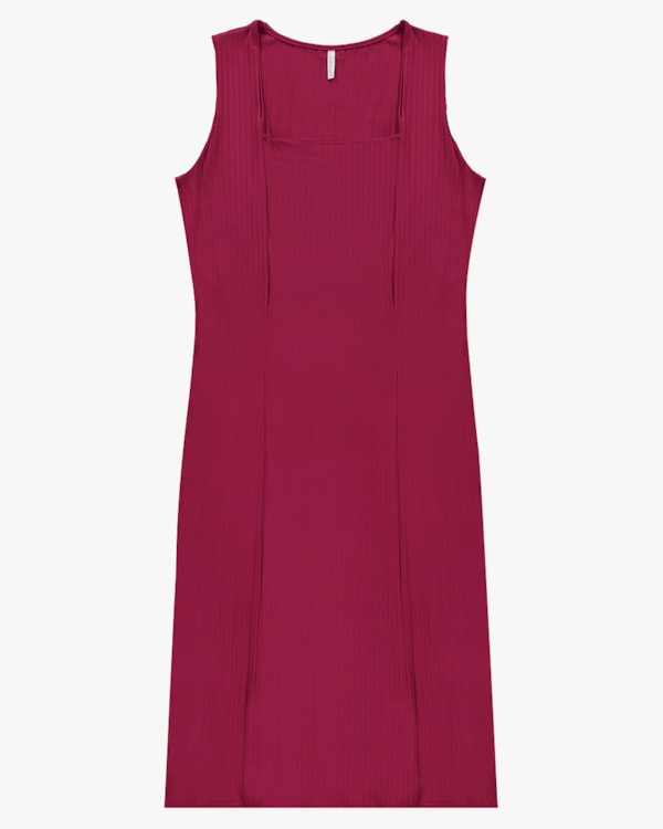 Vestido Midi Plus Size Canelado em Viscose - Cereja Rosa - Cabernet P