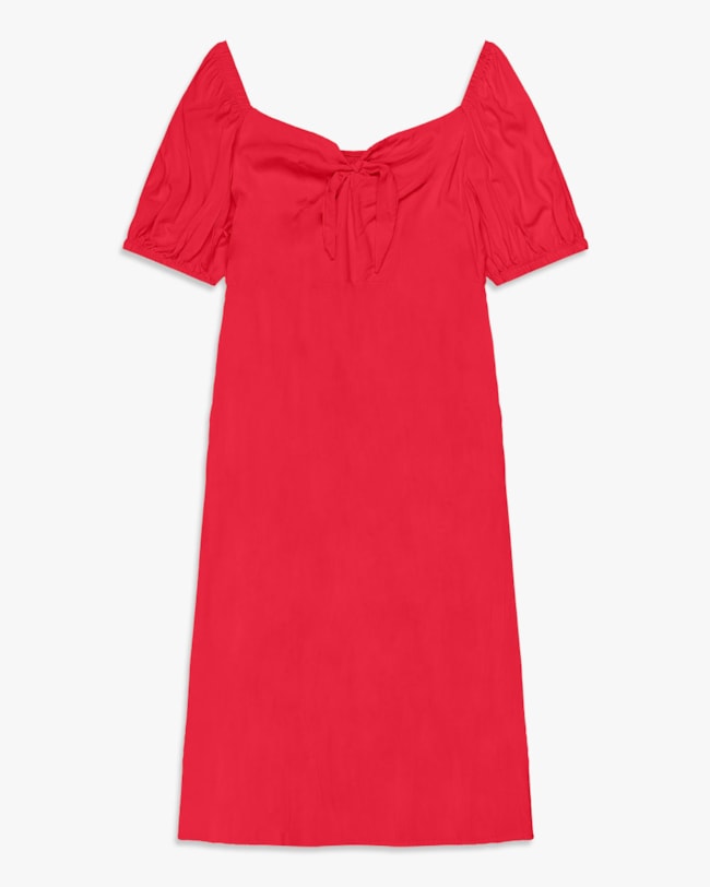 Vestido Midi Plus Size com Amarração Decote - Cereja Rosa - Hibisco-48c78875-1d82-4ff8-8c80-12029f82ea95