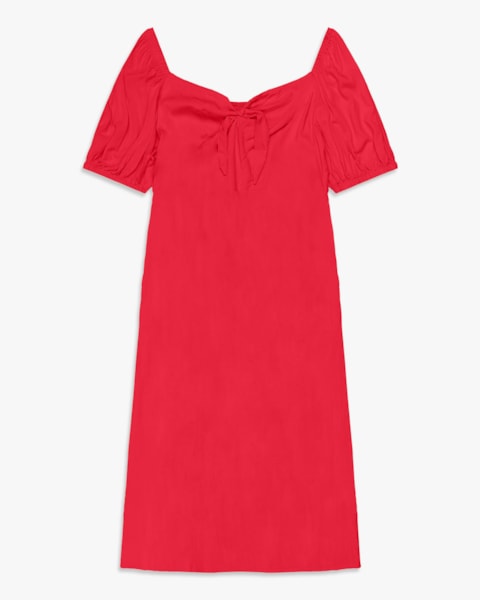 Vestido Midi Plus Size com Amarração Decote - Cereja Rosa - Hibisco