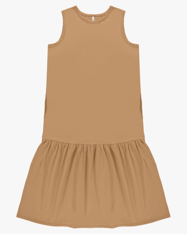 Vestido Midi Plus Size com Bolso em Meia Malha - Capim Dourado P