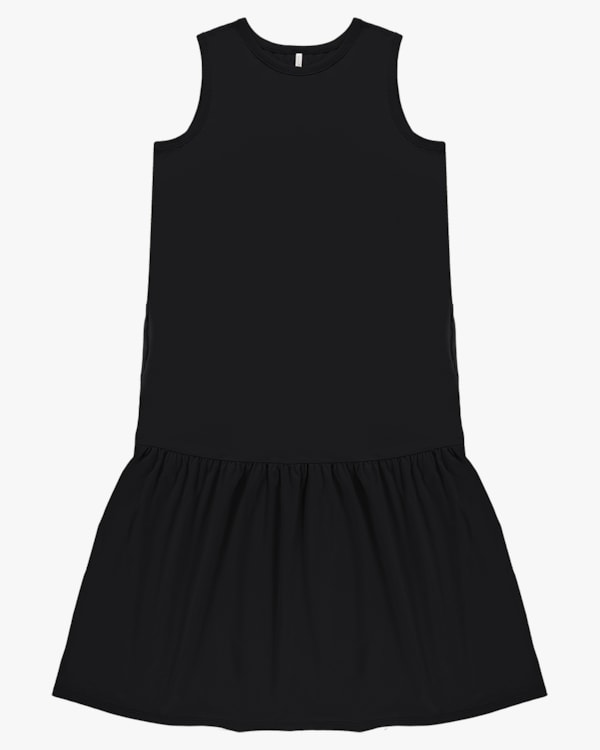 Vestido Midi Plus Size com Bolso em Meia Malha - Preto