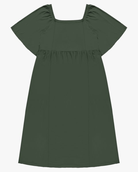 Vestido Midi Plus Size com Decote Quadrado - Cereja Rosa - Basílico