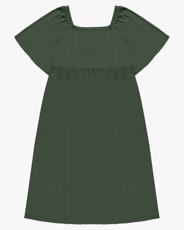 Vestido Midi Plus Size com Decote Quadrado - Cereja Rosa - Basílico