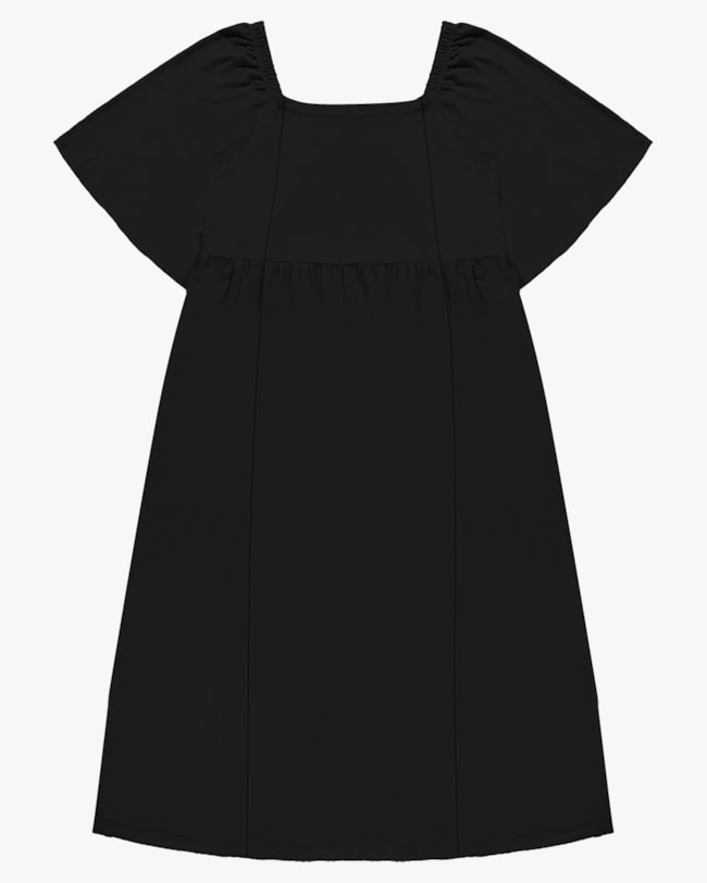 Vestido Midi Plus Size com Decote Quadrado - Cereja Rosa - Preto-6b5ad9c0-f9e9-4bcd-9238-8dbc0df61a97