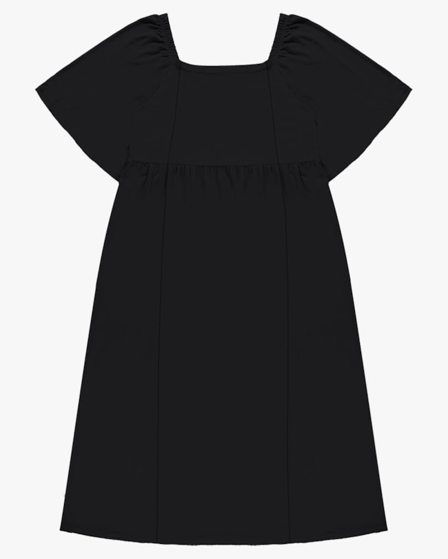 Vestido Midi Plus Size com Decote Quadrado - Cereja Rosa - Preto P-f8a45dab-da20-48cd-a025-a1de99202599