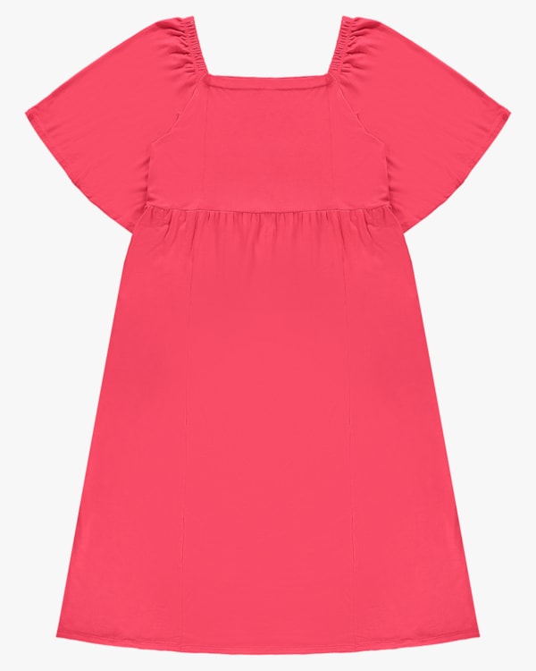 Vestido Midi Plus Size com Decote Quadrado - Cereja Rosa - Rosa M