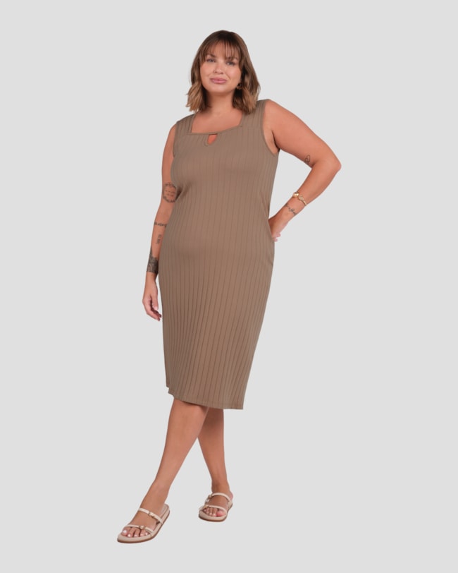 Vestido Midi Plus Size em Cotton Canelado Cereja Rosa Marrom-c26e8e89-7c34-464d-a8ac-70ce9b647aa0