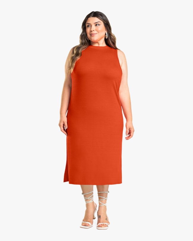 Vestido Midi Plus Size em Viscose Cereja Rosa-71351450-a388-4bc7-9647-15dd0c653989