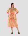 Vestido Midi Plus Size em Viscose Estampada - Cereja Rosa - Bege-111a73e9-095b-4c9b-8037-9bb1765552da